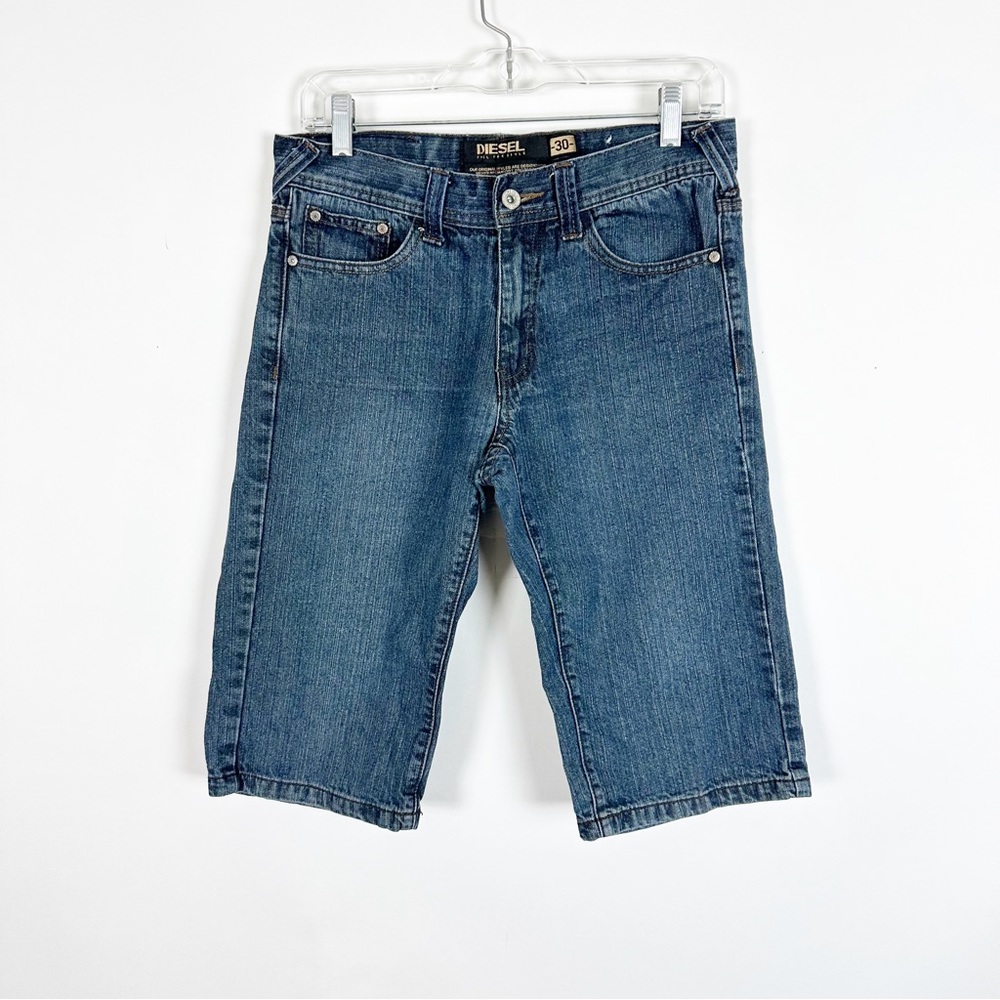 Diesel Women’s Blue Denim Mid Rise Bermuda Shorts Size 30